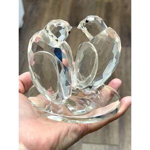 Shannon Crystal Godinger Faceted Love Birds Glass Figurine Sculpture 4" Tall